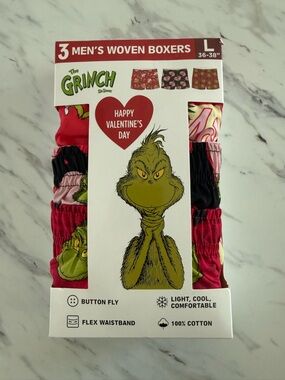 Nwt The Grinch Men's Woven Boxer Briefs set